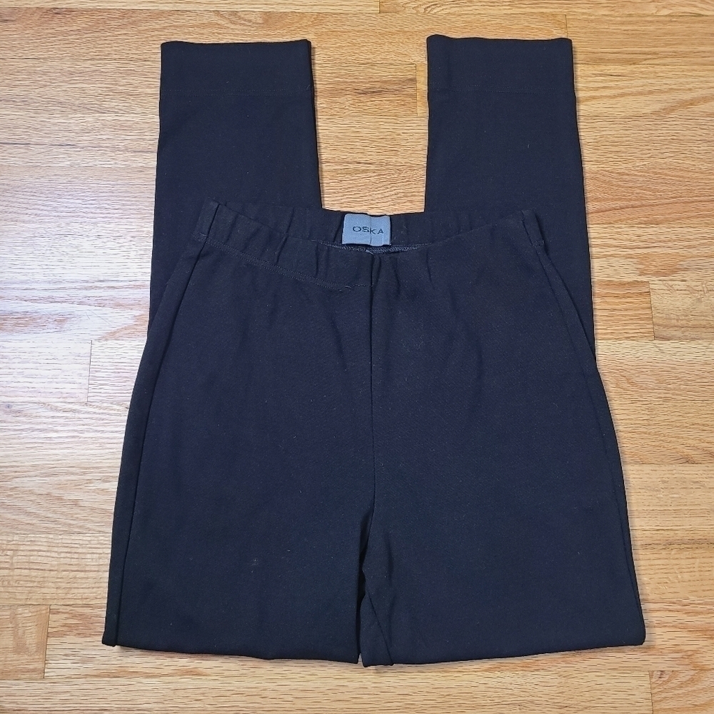 OSKA Size 6/8 Black Viscose Pull On Casual Pants